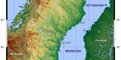 Schweden topographische Karte - Topographische Karte von Schweden