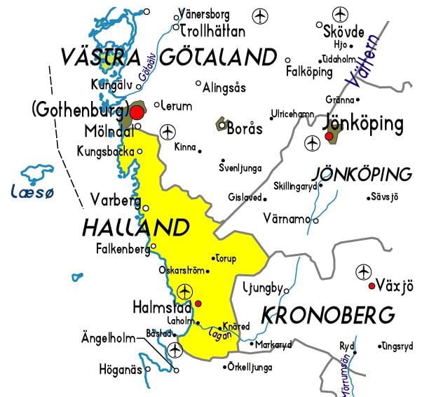 Karte von Halland Schweden