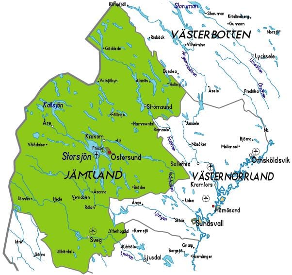 Karte von Jamtland Schweden