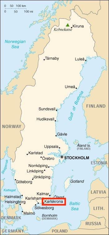 Karte von Karlskrona Schweden