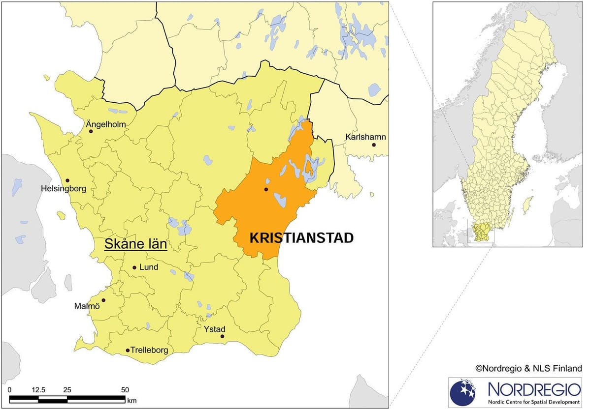 Karte von Kristianstad Schweden
