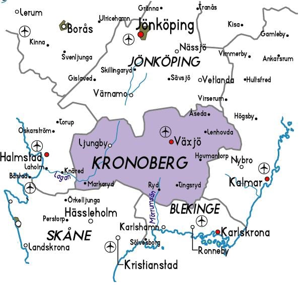 Karte von Kronoberg Schweden