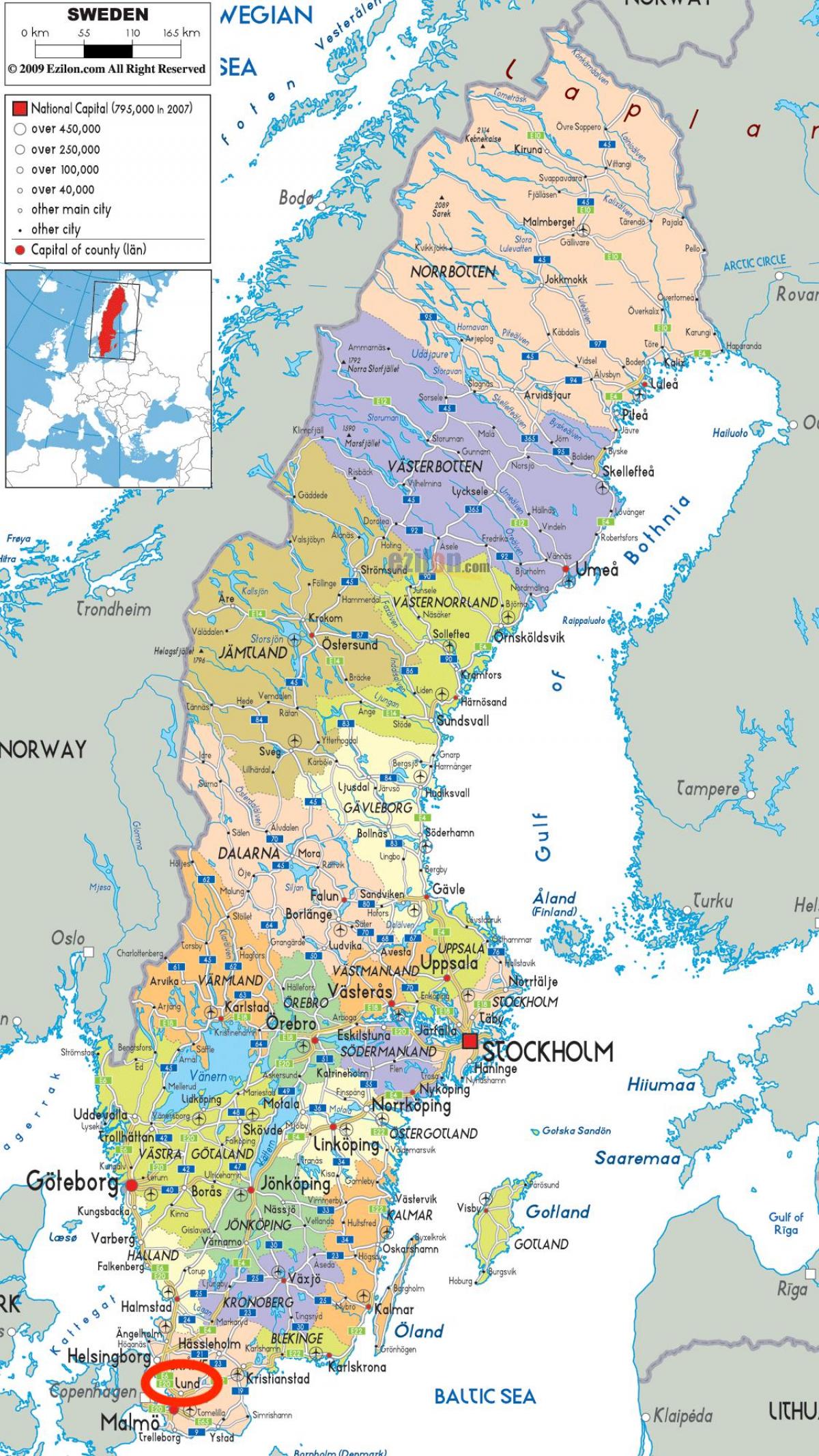 Lund, Schweden-map - Karte von lund, Schweden (Nordeuropa - Europa)