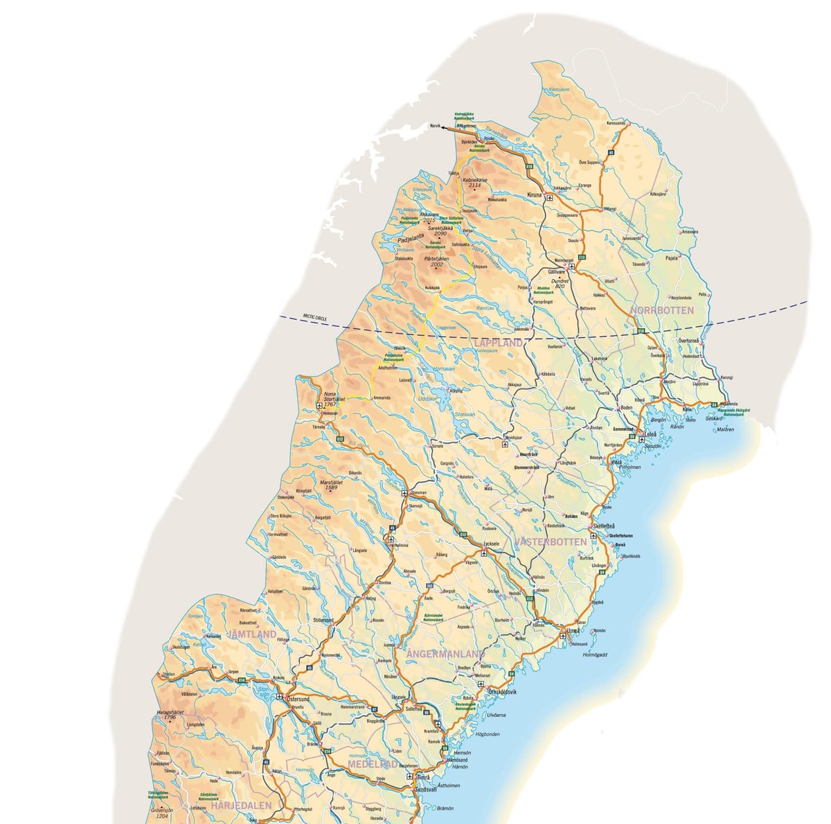 Karte von Nord-Schweden