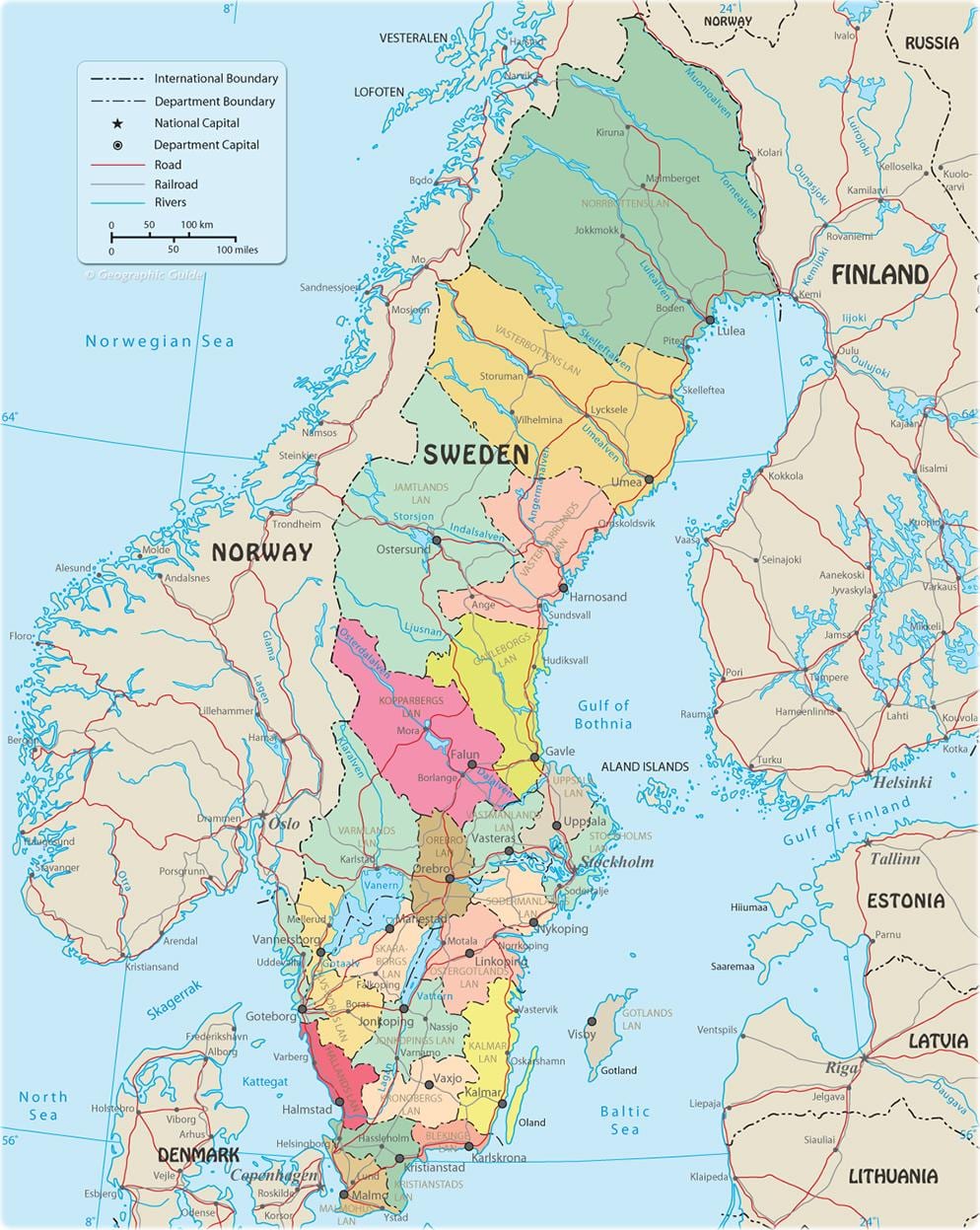 politische Landkarte Schweden