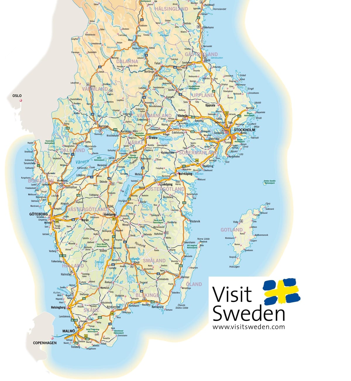 Karte von Süd-Schweden