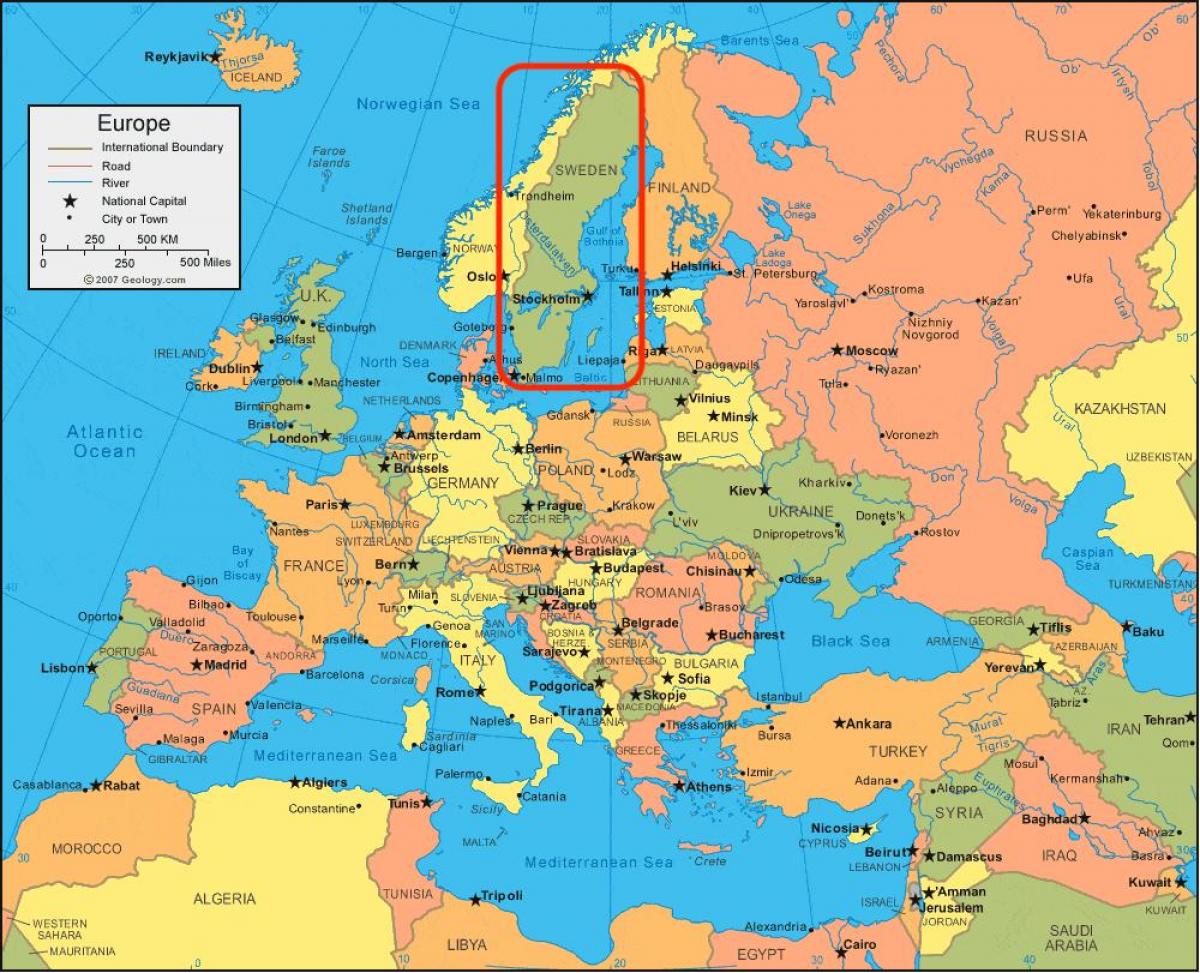 Karte von Europa-Schweden