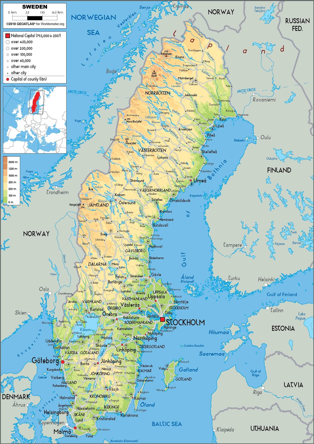 Karte von Schweden-Fluss