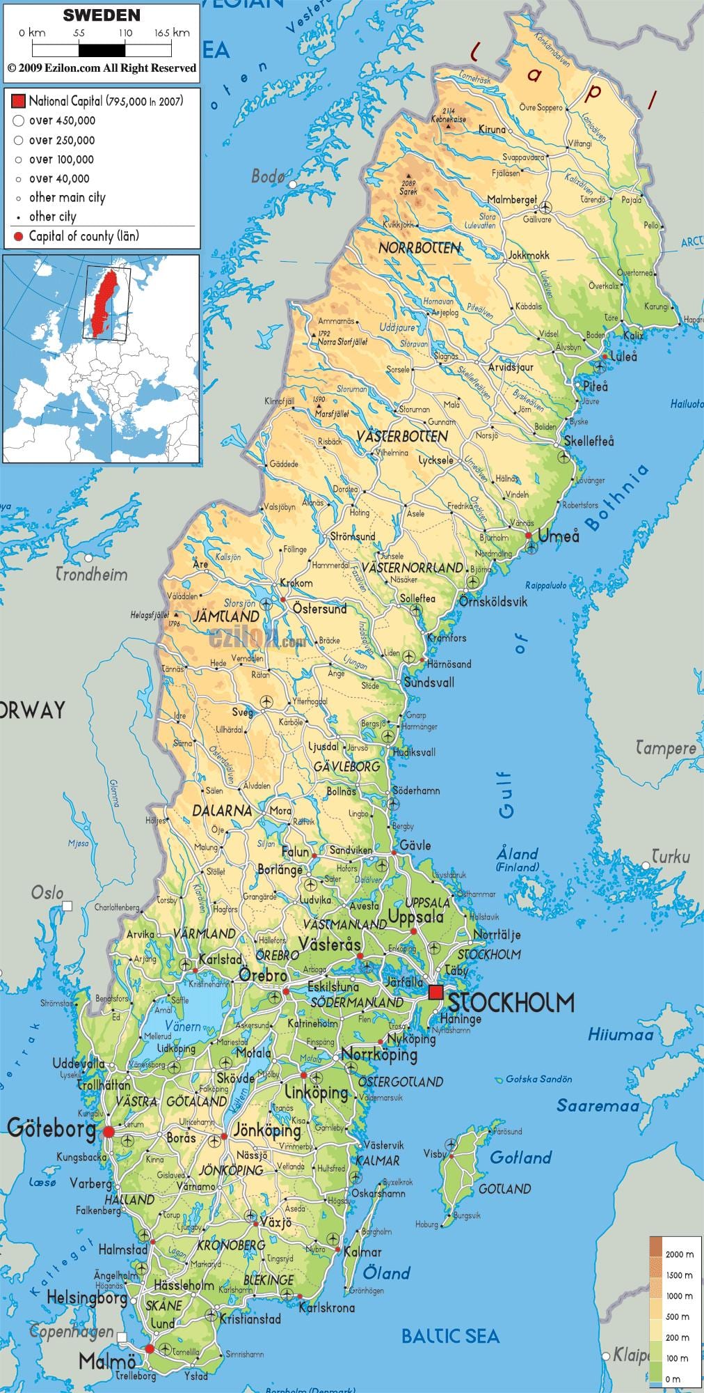 Landkarte von Schweden