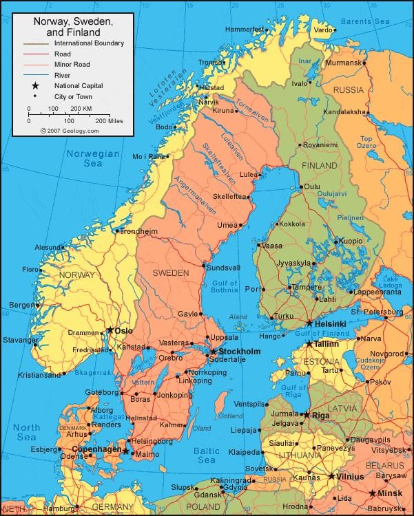 Schweden Position auf der Karte