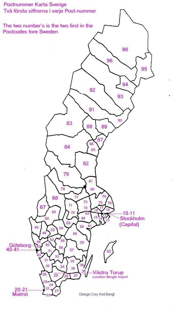 Karte von Schweden PLZ