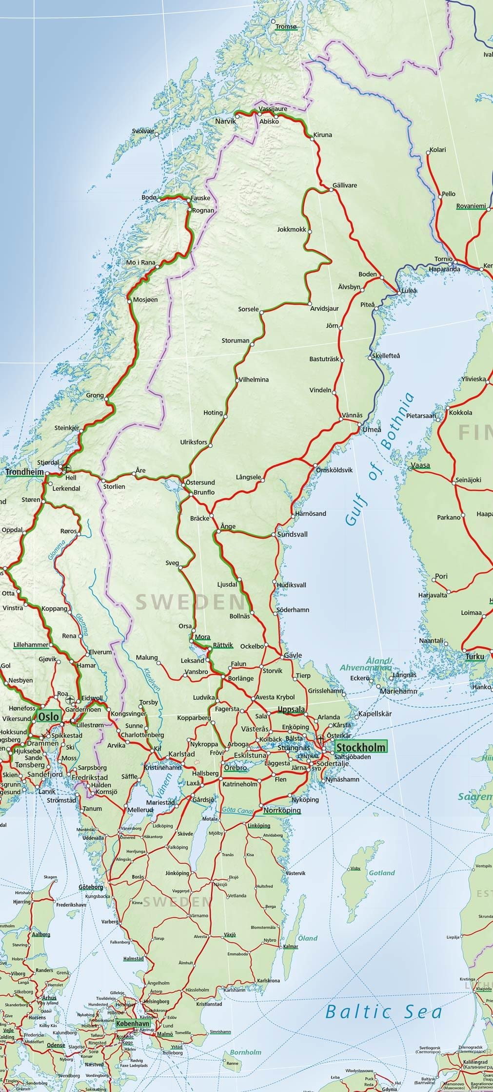Bahn Karte von Schweden