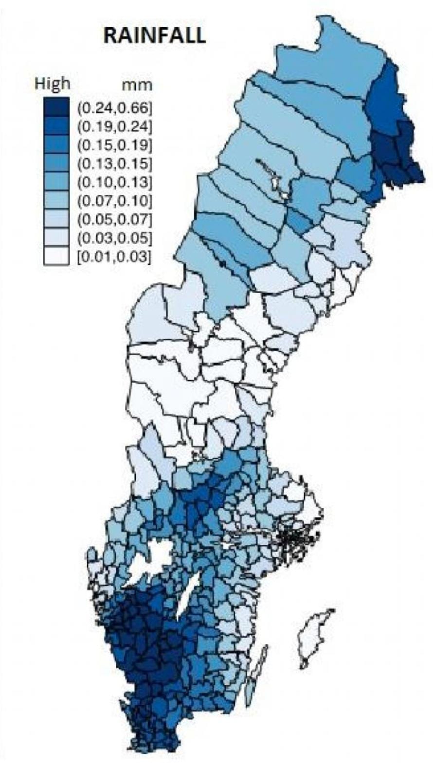 Karte von Schweden Regen
