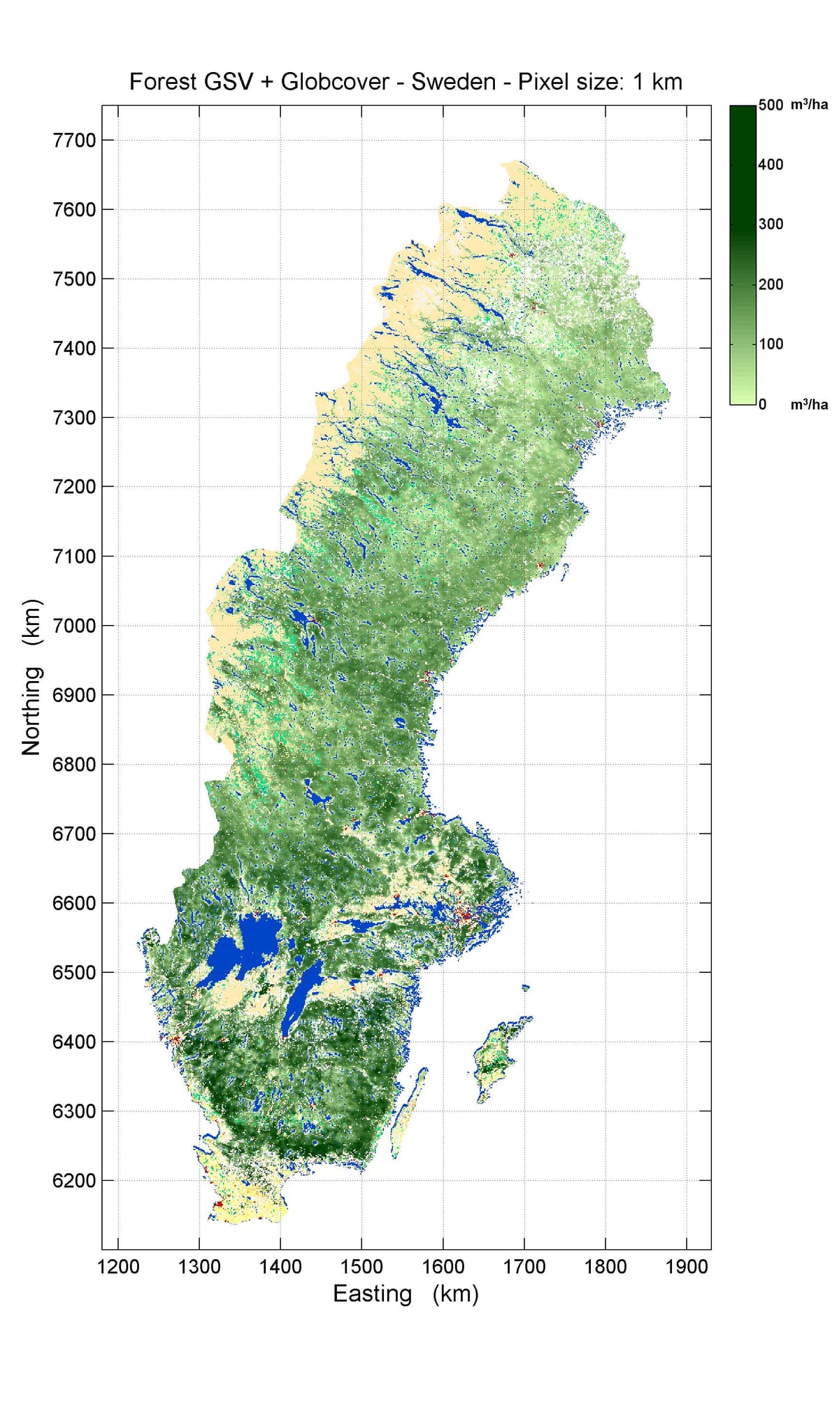 Karte von Schweden-Wälder