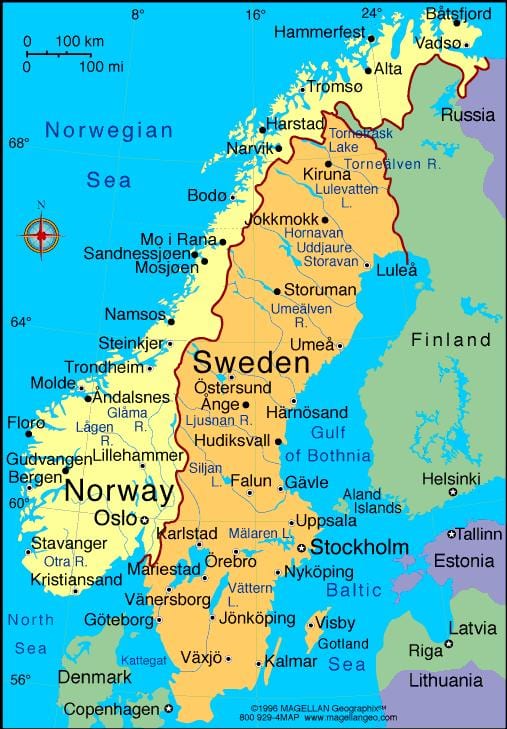 Karte von Schweden Städte