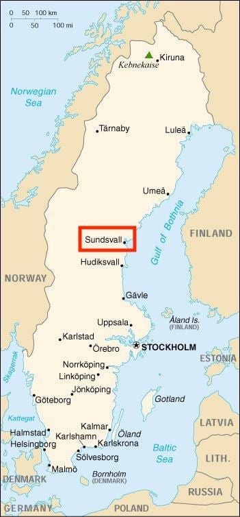 Karte von Sundsvall, Schweden