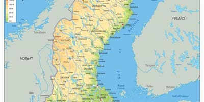 Physische Karte von Schweden