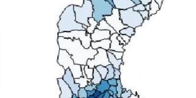Karte von Schweden Regen