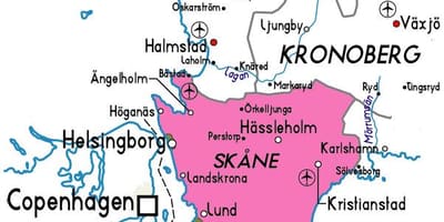 Karte von Skane Schweden